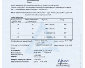 Certyfikat CL1 wg EN 15085-2:2020+A1:202