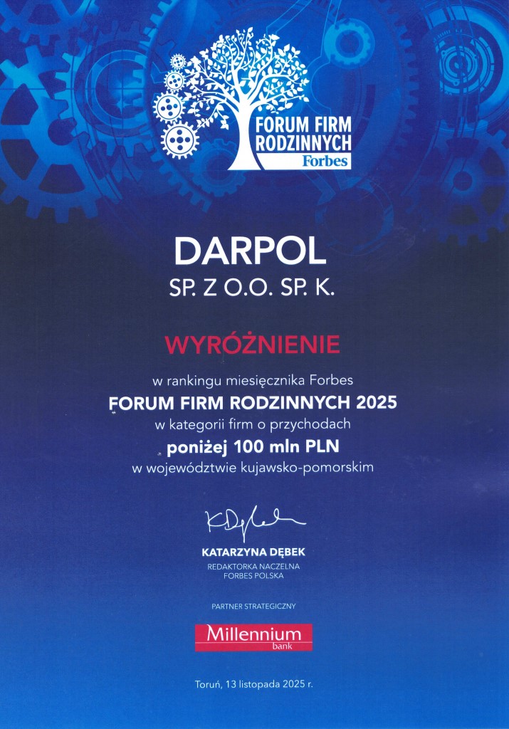 Wyróżnienie Forbes dla Darpol Bydgoszcz