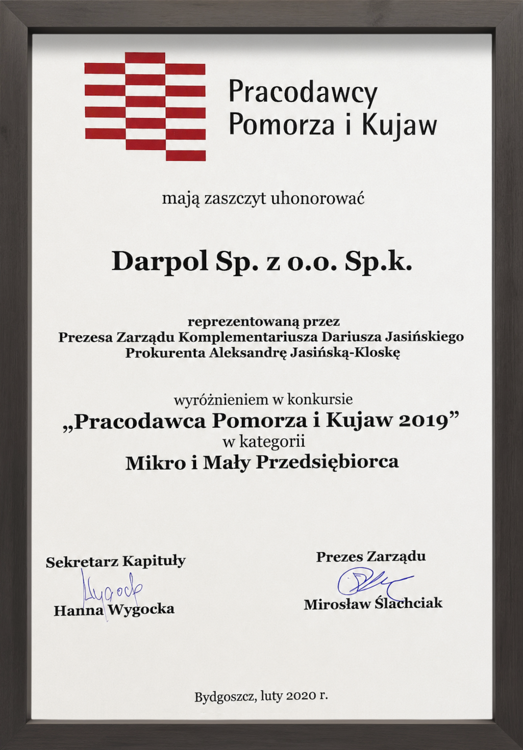 Wyróżnienie Pracodawca Pomorza i Kujaw 2019